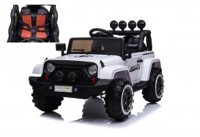 Auto Macchina Elettrica Per Bambini Fuoristrada Bianca 12v Mp3 Led Con Telecomando Full Optional Sedili In Pelle