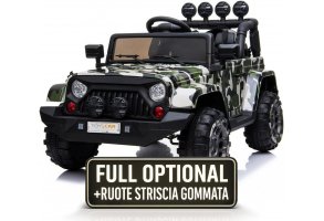 Auto Macchina Elettrica Per Bambini Fuoristrada Army 12v Mp3 Led Con Telecomando Full Optional
