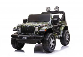 Auto Macchina Elettrica Jeep Wrangler Rubicon Militare 12v Per Bambini Porte Apribili Con Telecomando Full Accessori (army)