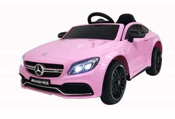 Auto Elettrica Per Bambini 12v Mercedes C63 Amg Rosa Porte Apribili Con Telecomando