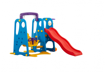 Scivolo Per Bambini Con Altalena Giardino Esterni Interno Multifunzione Con Canestro H122 X L186 X L155 Blueparty