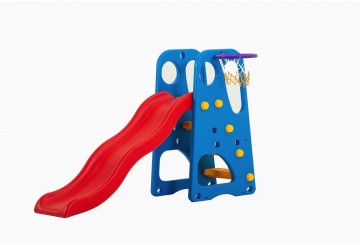 Scivolo Per Bambini Giardino Esterni Interno Bluefun Multifunzione Con Canestro Uscita Soft H105 X L159 X L77 