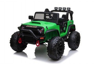 Auto Macchina Elettrica Fuoristrada Big Adventure 24v Verde Per Bambini 2 Posti Full Optional Sedile In Pelle Telecomando Porte Apribili