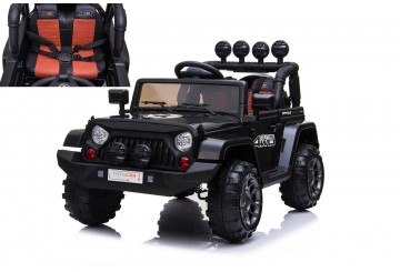 Auto Macchina Elettrica Fuoristrada Adventure Per Bambini Nera 12v Mp3 Led Con Telecomando Full Optional Sedili In Pelle