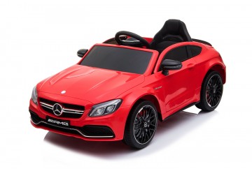 Auto Elettrica Per Bambini 12v Mercedes C63 Amg Rossa Porte Apribili Con Telecomando