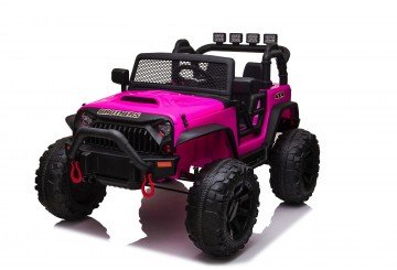 Auto Macchina Elettrica Fuoristrada Big Adventure 24v Rosa Per Bambini 2 Ruote In Gomma Posti Full Optional Sedile In Pelle Telecomando Porte Apribili