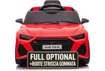 Auto Macchina Elettrica Per Bambini 12v Audi Rs 6 Sedile Pelle Con Telecomando Rossa