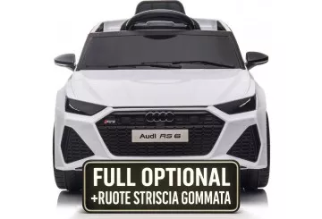 Auto Macchina Elettrica Per Bambini 12v Audi Rs 6 Sedile Pelle Con Telecomando Bianca