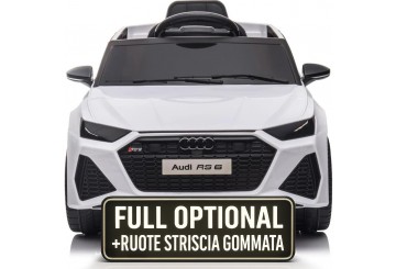 Auto Macchina Elettrica Per Bambini 12v Audi Rs 6 Sedile Pelle Con Telecomando Bianca