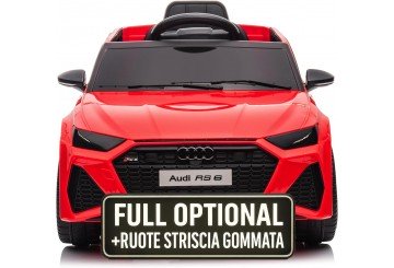 Auto Macchina Elettrica Per Bambini 12v Audi Rs 6 Sedile Pelle Con Telecomando Rossa