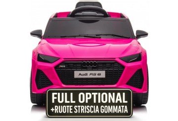 Auto Macchina Elettrica Per Bambini 12v Audi Rs 6 Sedile Pelle Con Telecomando Rosa