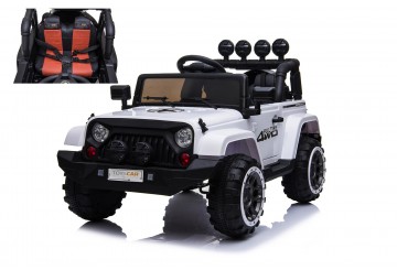 Auto Macchina Elettrica Per Bambini Fuoristrada Bianca 12v Mp3 Led Con Telecomando Full Optional Sedili In Pelle