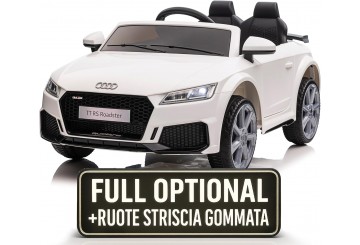 Auto Macchina Elettrica Per Bambini 12v Audi Tt Rs 6 Sedile Pelle Con Telecomando Bianca