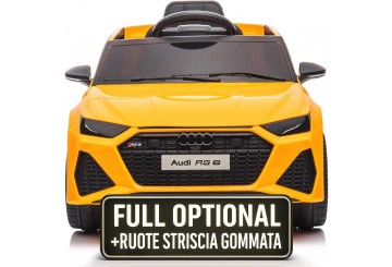 Auto Macchina Elettrica Per Bambini 12v Audi Rs 6 Sedile Pelle Con Telecomando Giallo