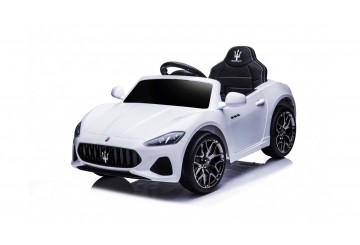 Macchina Elettrica Per Bambini 12v Maserati Grancabrio Bianca Con Sedile In Pelle Telecomando Porte Apribili Led E Suoni Mp3