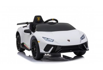 Auto Macchina Elettrica Per Bambini 12v Lamborghini Huracán Bianca Con Telecomando Porte Apribili Led E Suoni Mp3