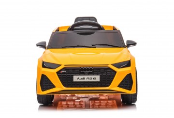 Auto Macchina Elettrica Per Bambini 12v Audi Rs 6 Sedile Pelle Con Telecomando Giallo