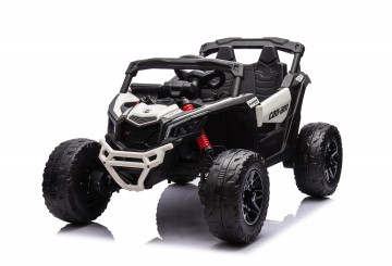 Auto Macchina Elettrica Per Bambini 24v Utv Can Am Maverick  Telecomando 2 Motori Da 200w Porte Apribili Bianca
