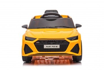 Auto Macchina Elettrica Per Bambini 12v Audi Rs 6 Sedile Pelle Con Telecomando Giallo