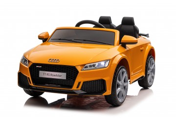 Auto Macchina Elettrica Per Bambini 12v Audi Tt Rs 6 Sedile Pelle Con Telecomando Giallo