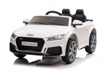 Auto Macchina Elettrica Per Bambini 12v Audi Tt Rs 6 Sedile Pelle Con Telecomando Bianca