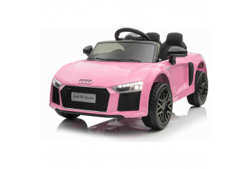 Auto Macchina Elettrica 12v Audi R8 Spyder Per Bambini Led Mp3 Con Telecomando Sedile In Pelle Rosa