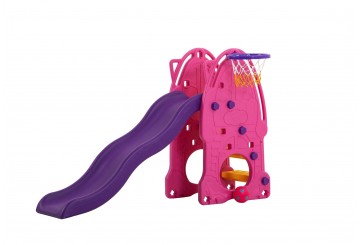 Scivolo Per Bambini Esterni Interno Giardino Con Basket Multifunzione H114 X L159 X L77 Babypink Alta Resistenza Eco-friendly 