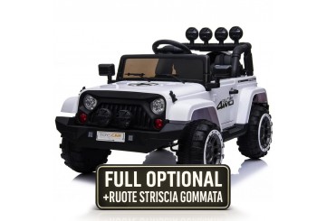 Auto Macchina Elettrica Per Bambini Fuoristrada Bianca 12v Mp3 Led Con Telecomando Full Optional Sedili In Pelle