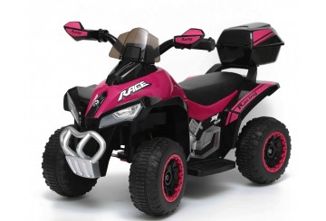 Quad Elettrico Per Bambini Racer  Rosa Con Luci Suoni Mp3  Bauletto Marcia Avanti Indietro E Accellelratore