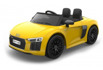 Auto Macchina Elettrica 12v Audi  R8 Spyder Per Bambini Led Mp3 Con Telecomando Sedile In Pelle Gialla