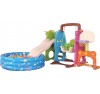 Scivolo Per Bambini Con Altalena e piscina Giardino Interno Esterni Multifunzione Con Canestro H122 X L209 X L256 Party