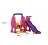 Scivolo Per Bambini Con Altalena Giardino Esterni Interno Multifunzione Con Canestro H122 X L186 X L155 PartyPink