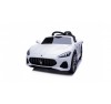 MACCHINA ELETTRICA PER BAMBINI 12V MASERATI GRANCABRIO BIANCA CON SEDILE IN PELLE TELECOMANDO PORTE APRIBILI LED E SUONI MP3