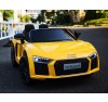 Auto Macchina Elettrica 12V Audi  R8 Spyder per Bambini Led MP3 con Telecomando Sedile in pelle Gialla