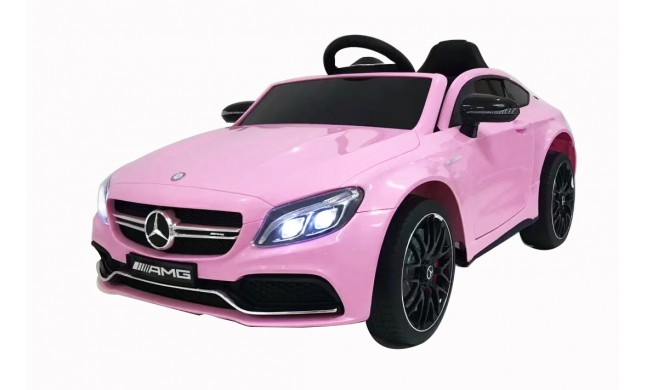 Auto Elettrica per Bambini 12V Mercedes C63 AMG Rosa Porte Apribili con telecomando