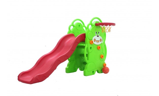 Scivolo Per bambini Esterni Interno Giardino Con Basket Multifunzione H110 X L170 X L85 Orsetti Alta Resistenza Eco-Friendly 