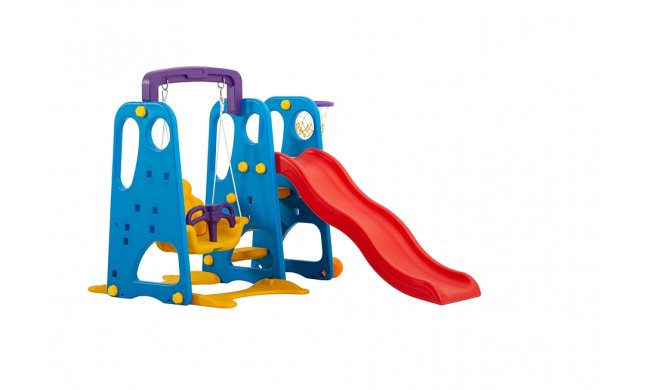 Scivolo Per Bambini Con Altalena Giardino Esterni Interno Multifunzione Con Canestro H122 X L186 X L155 BlueParty