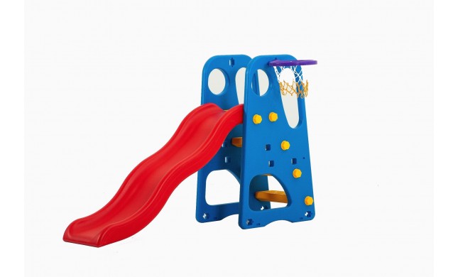 Scivolo per Bambini Giardino Esterni Interno BlueFun Multifunzione con canestro uscita Soft H105 x L159 x L77 