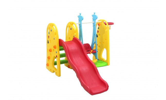 SCIVOLO PER BAMBINI CON ALTALENA GIARDINO ESTERNI INTERNO MULTIFUNZIONE CON CANESTRO H123 X L170 X L160 GIRAFFA