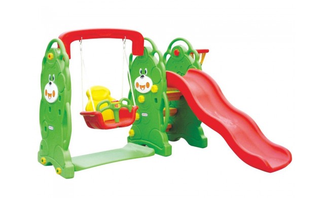 Scivolo per Bambini con Altalena Giardino Esterni Interno Multifunzione con canestro H87 x L169 x L112