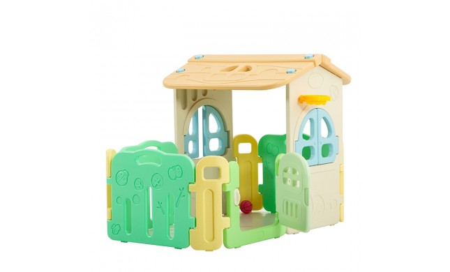 Casetta Per Bambini Partyfun multifunzione con canestro porte e finestre apribili H117 X L163 X L146