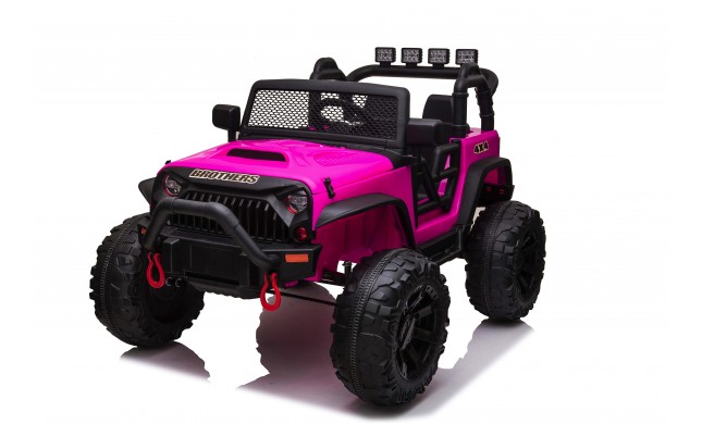 Auto Macchina Elettrica Fuoristrada Big Adventure 24V Rosa per Bambini 2 Posti Full Optional sedile in pelle telecomando porte apribili