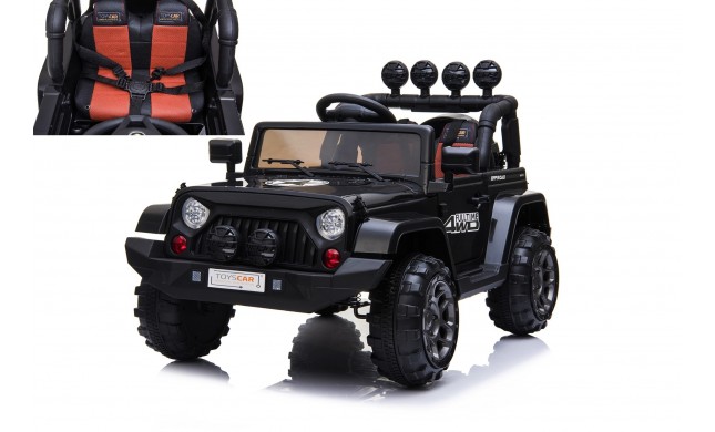 Auto Macchina Elettrica Fuoristrada Adventure per Bambini Nera 12V MP3 Led con Telecomando Full Optional Sedili in Pelle