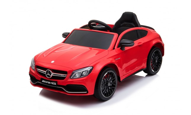 Auto Elettrica per Bambini 12V Mercedes C63 AMG Rossa Porte Apribili con telecomando