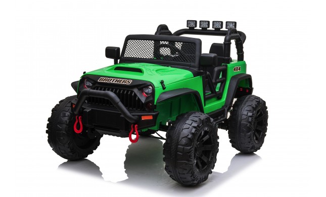 Auto Macchina Elettrica Fuoristrada Big Adventure 24V Verde per Bambini 2 RUOTE IN GOMMA  Posti Full Optional sedile in pelle telecomando porte apribili