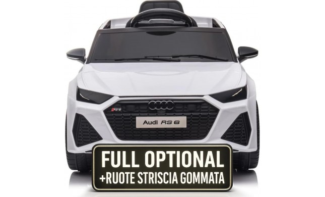 Auto Macchina Elettrica per Bambini 12V Audi RS 6 Sedile Pelle con Telecomando Bianca