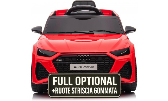 Auto Macchina Elettrica per Bambini 12V Audi RS 6 Sedile Pelle con Telecomando Rossa