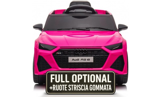 Auto Macchina Elettrica per Bambini 12V Audi RS 6 Sedile Pelle con Telecomando Rosa
