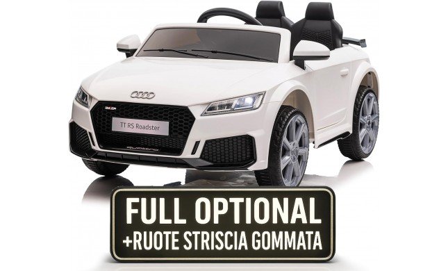Auto Macchina Elettrica per Bambini 12V Audi TT RS 6 Sedile Pelle con Telecomando Bianca