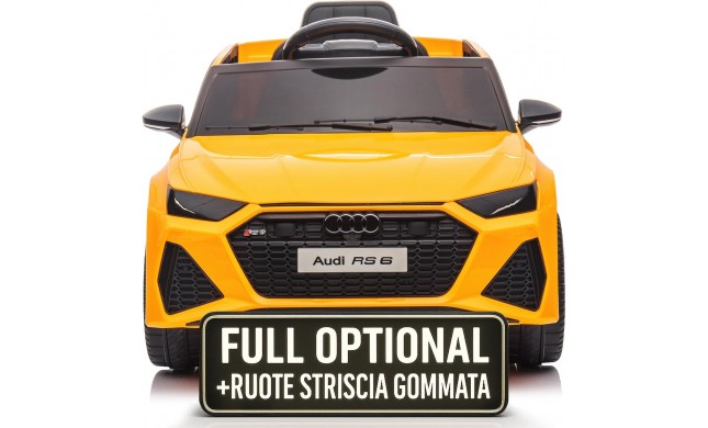 Auto Macchina Elettrica per Bambini 12V Audi RS 6 Sedile Pelle con Telecomando Giallo